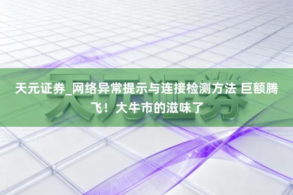 天元证券_网络异常提示与连接检测方法 巨额腾飞！大牛市的滋味了