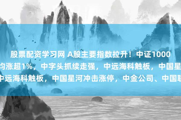 股票配资学习网 A股主要指数拉升！中证1000、中证2000、科创50均涨超1%，中字头抓续走强，中远海科触板，中国星河冲击涨停，中金公司、中国联通发力
