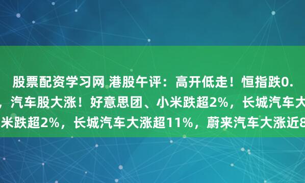 股票配资学习网 港股午评：高开低走！恒指跌0.67%，科技股无数缝隙，汽车股大涨！好意思团、小米跌超2%，长城汽车大涨超11%，蔚来汽车大涨近8%
