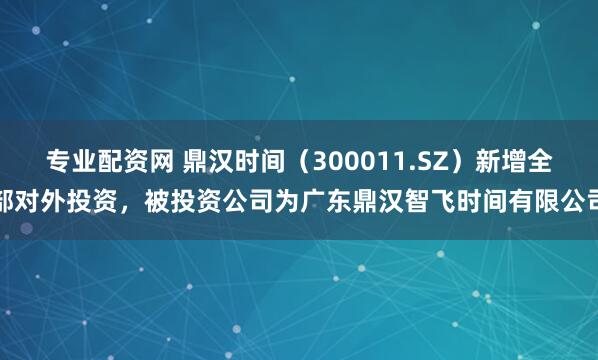 专业配资网 鼎汉时间（300011.SZ）新增全部对外投资，被投资公司为广东鼎汉智飞时间有限公司
