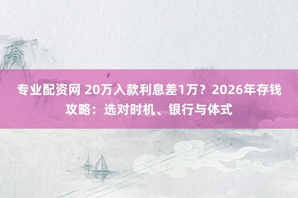 专业配资网 20万入款利息差1万？2026年存钱攻略：选对时机、银行与体式