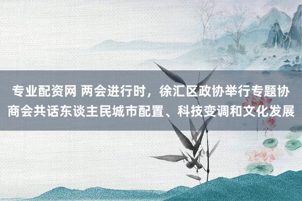 专业配资网 两会进行时,徐汇区政协举行专题协商会共话东谈主民城市配置、科技变调和文化发展